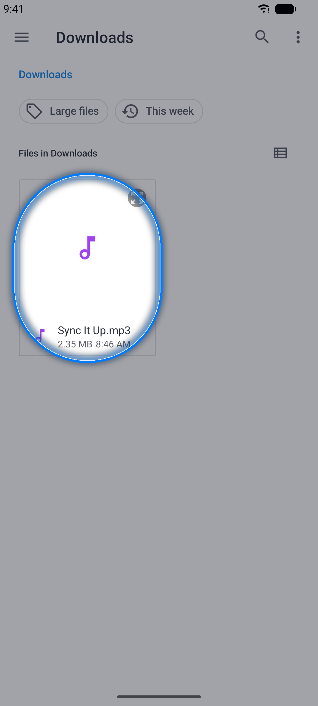 File picker showing the song file to import