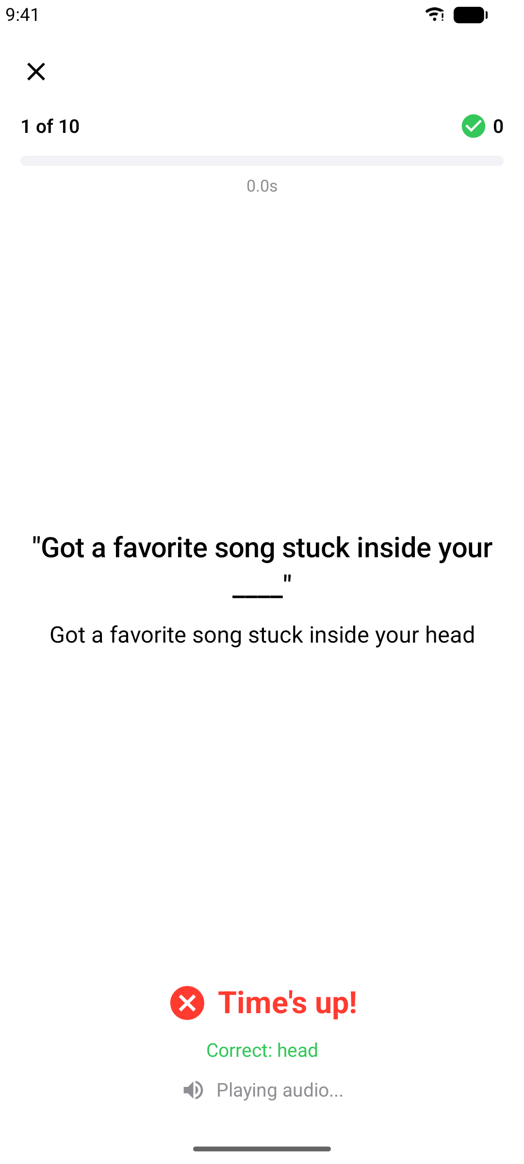 Finish the Lyric game in progress